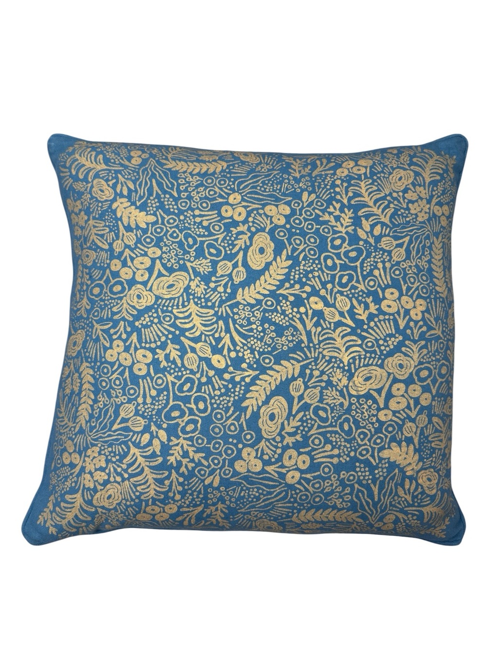 Anthropologie Rifle Paper Co. Crafted By Loloi Teal Gold Botanical Throw Pillow